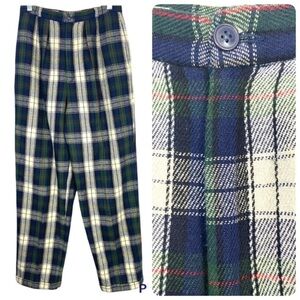 Wimbledon by Hartwell Vintage Tartan Wool Lined Pants Pleats Cuffed Hem Portugal